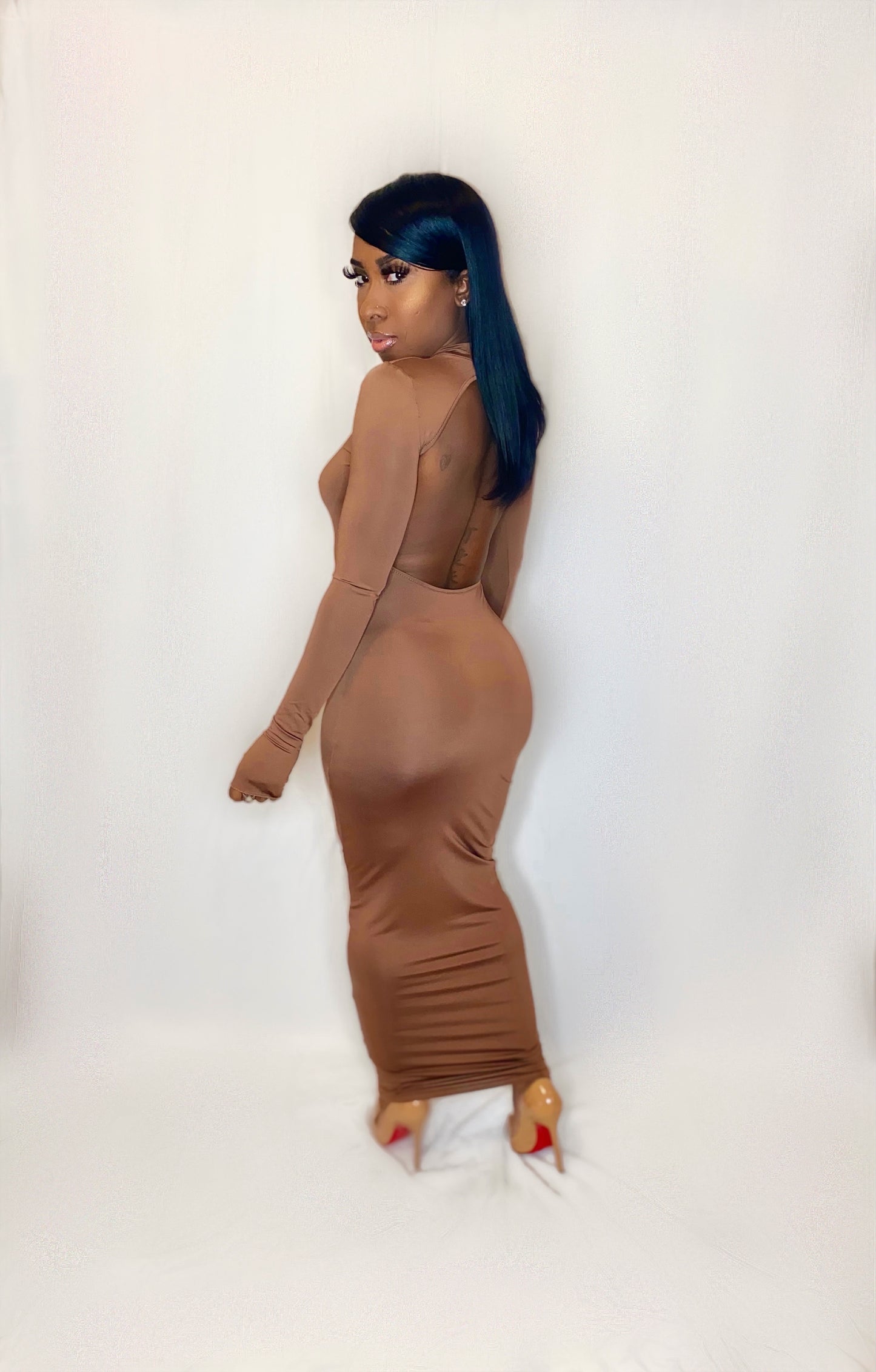 Brown Backless Dress